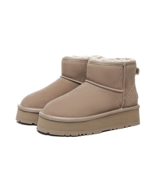 EverAu Australia Natural Dusky Leather Platform Short Boots