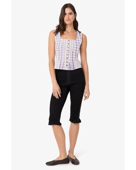 Amy Lynn Pink Brittany Multi Check Cotton Blend Frill Top