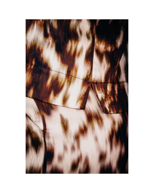 Oh!Zuza Brown Neutrals Echo Oversized Viscose Satin T-Shirt – Chocolate Print