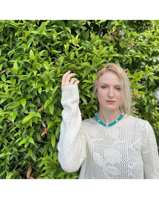 Farra Blue With Rhinestones Bordered Short Necklace