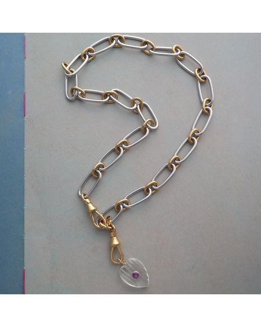 Hye Jane Jewelry Metallic Amie Clear Quartz With Ruby Heart Pendant