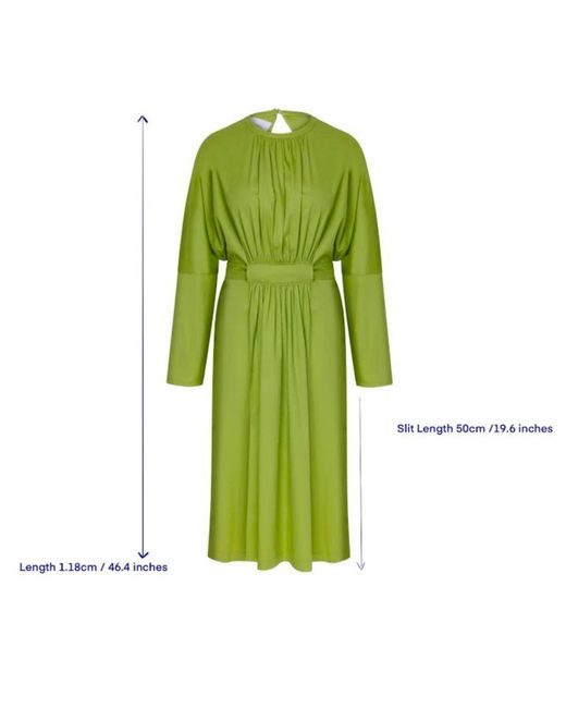 NAZLI CEREN Green Martha Open Back Cotton Dress