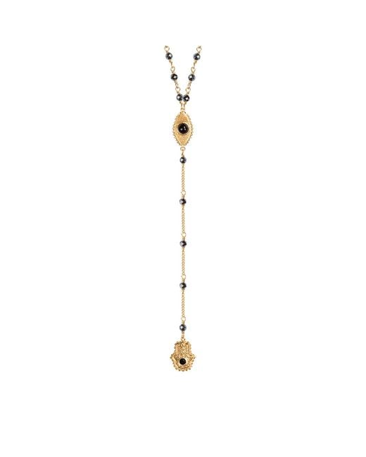 Karma and Luck Metallic Plated Rosary Necklace – Cross Faith Spiritual Jewelry – Spiritual Resilience
