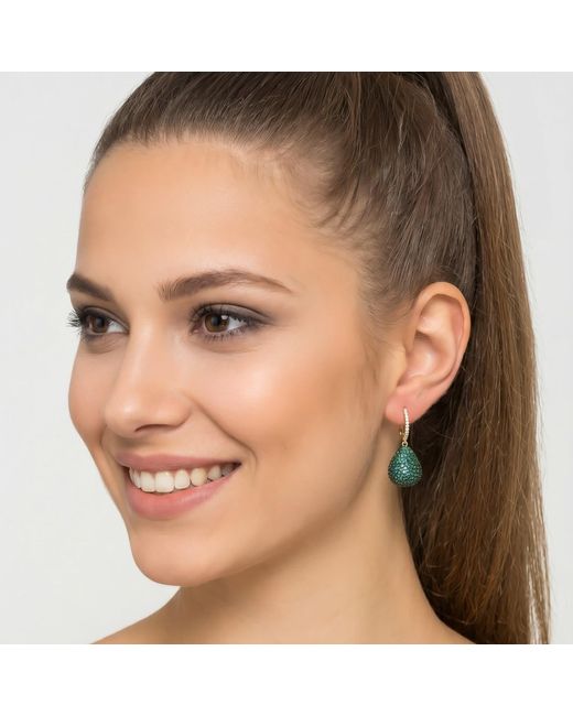 Latelita London Green Valerie Pear Drop Gemstone Earring Emerald