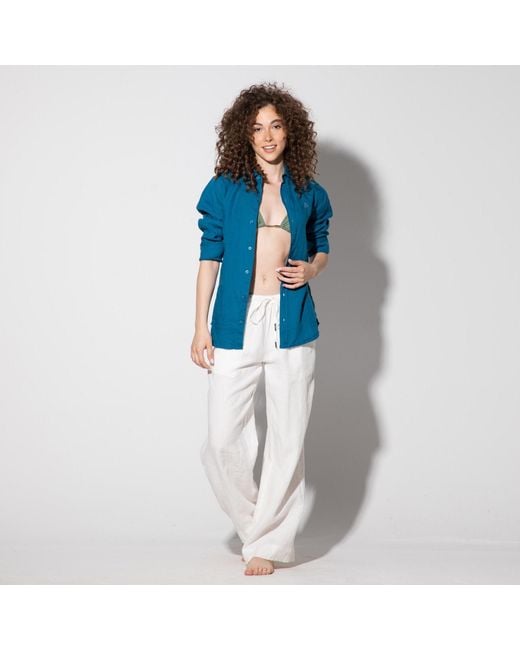 Maison Tangerine Blue Linen Shirt Azure