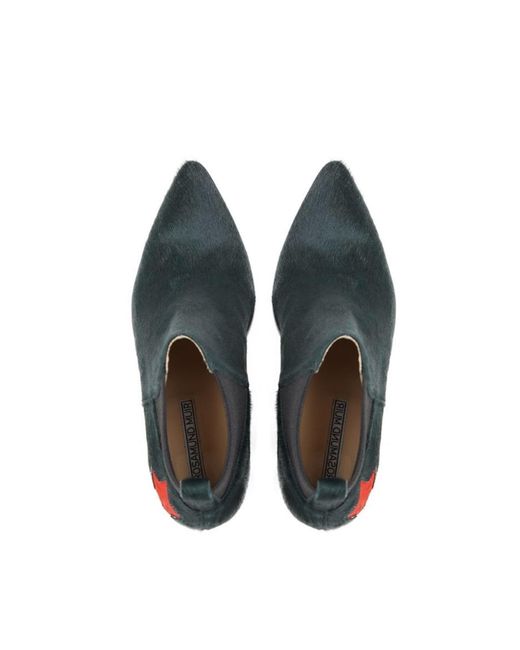 Rosamund Muir London Green Felixa Dark Calf Hair With Star Ankle Boots