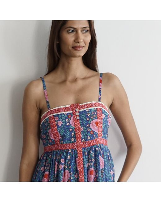 La Mandarine Blue Floral Summer Maxi Dress With Pockets, Lucky