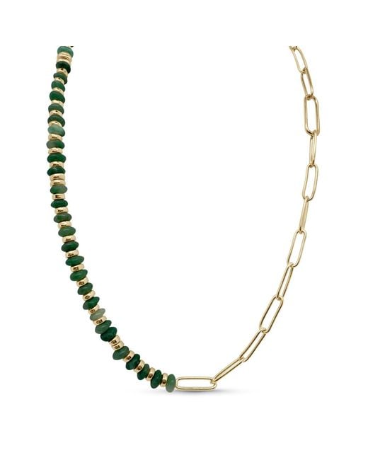 Clemence Wren Metallic Jade Stone Paperclip Necklace