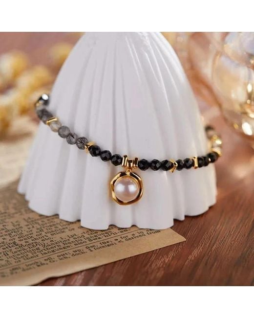 Angel Barocco White Natural Stone Bracelet With Pearl Pendant