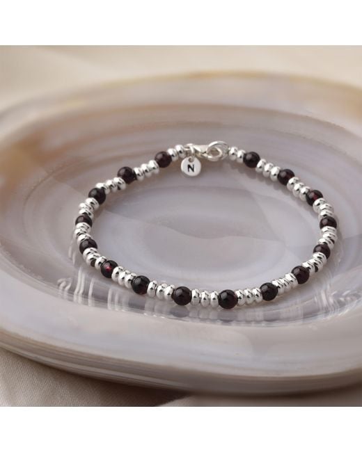 Nellou Jewellery Metallic Gem Garnet Bracelet Birthstone January Sterling