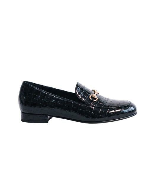 Luna Selene Blue Grace Croc Print Patent Leather Loafer