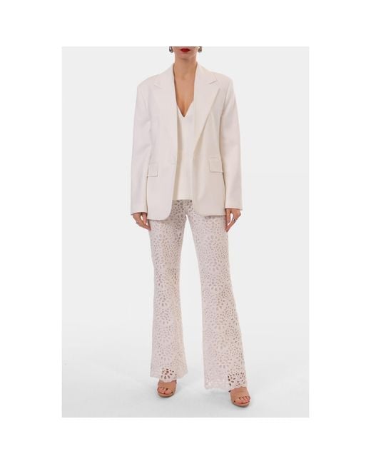 AGGI by HALEWSKI White Ally Off Embroidered Lace Pants