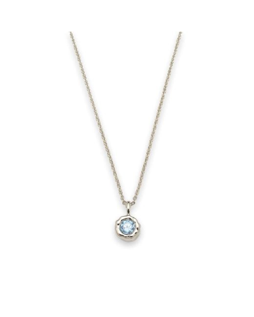 Classicharms Metallic Skyler Molten Mini Solitaire Aquamarine Pendant Necklace