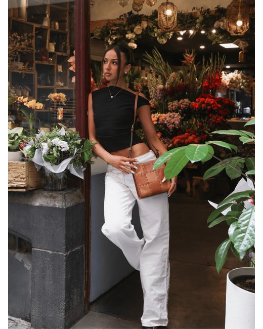 Orange Cube White Small Square Stitch Tote Bag