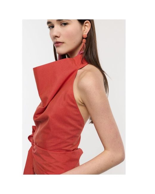 Mirimalist Red Azur Top Linen