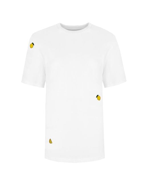 INGMARSON White Lemon Embroidered Organic Cotton T-shirt