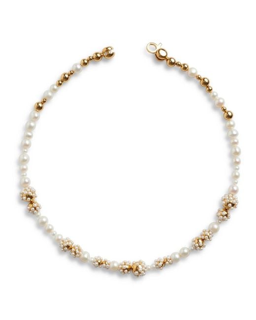 Kasun Metallic Pearl Droplets Necklace Vermeil