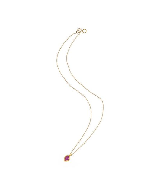 Opium Jewels Metallic Hand Carved 18 Carat & Ruby Pendant On 18 Carat Fine Chain