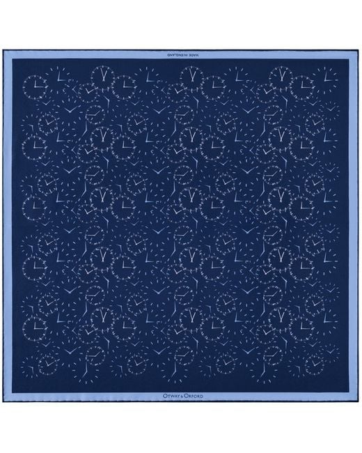 Otway & Orford Blue 'Chronos' Watch Dial Design Silk Pocket Square for men