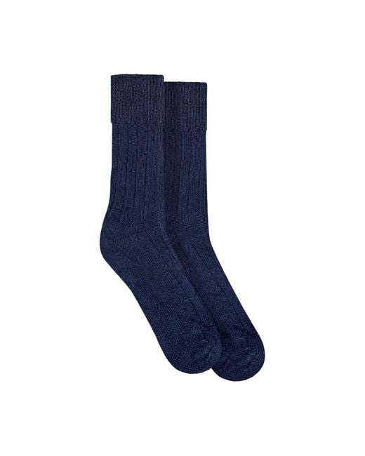 Paul James Knitwear Blue Alpaca Kenilworth Lounge Socks