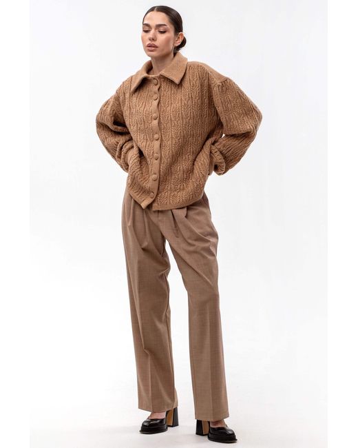 Maison Bogomil Brown Chunky Cable Knit Cardigan
