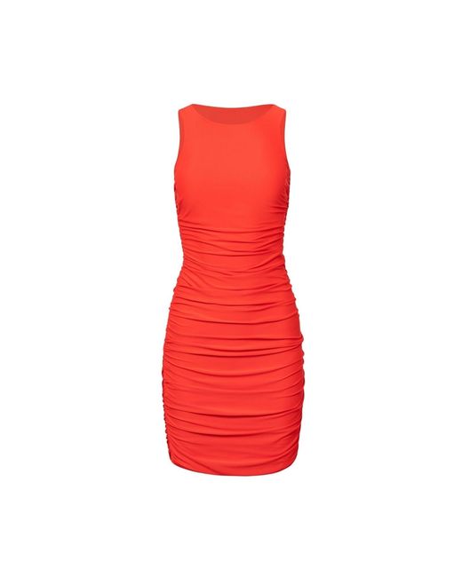 Playaluxe Red Ibiza Ruched Mini Dress