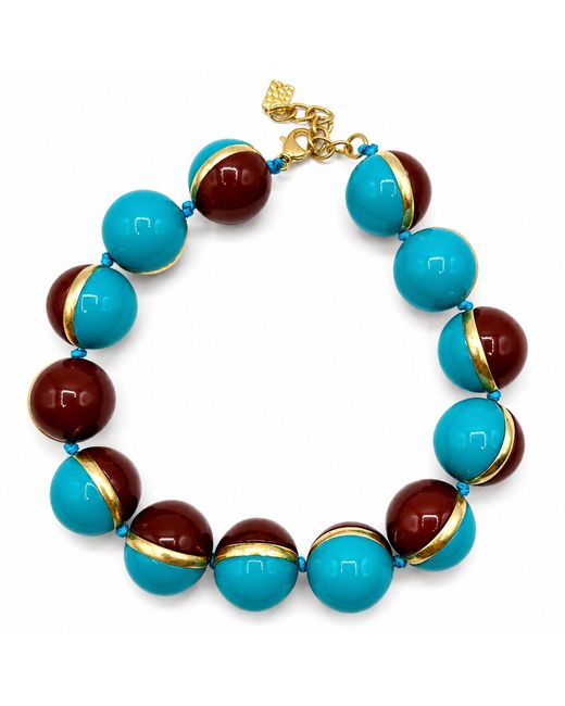 Michael Nash Jewelry Blue Dina Tobacco And Resin Two Tone Necklace