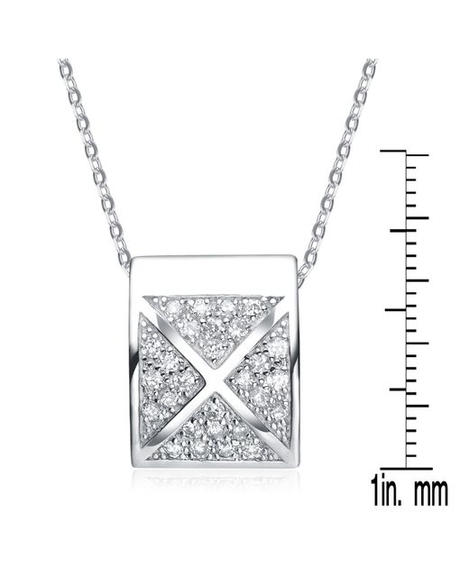 Genevive Jewelry Metallic Sterling Silver White Cubic Zirconia X Shape Pendant