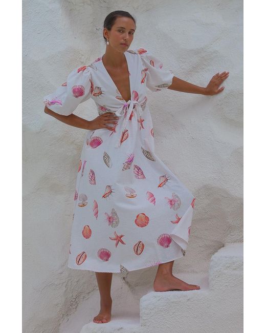 Palm Collective Pink Corsica Shell Maxi Dress