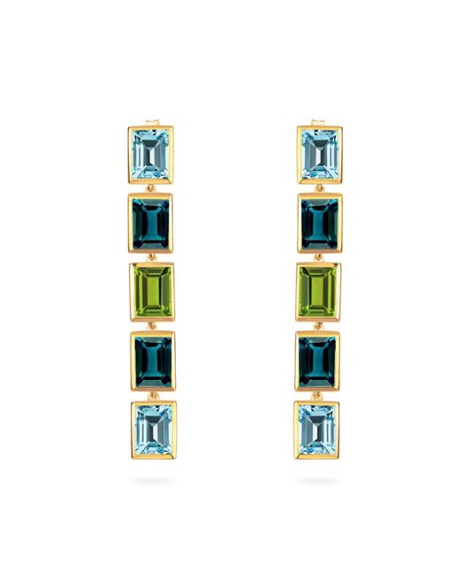 Augustine Jewels Blue Topaz Peridot Long Drop Earrings