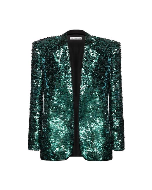 Sanctumum Green Jesse Oversized Sequin Blazer