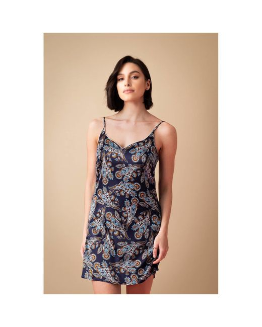 Oh!Zuza Blue Neutrals Silk Slip & Robe Set