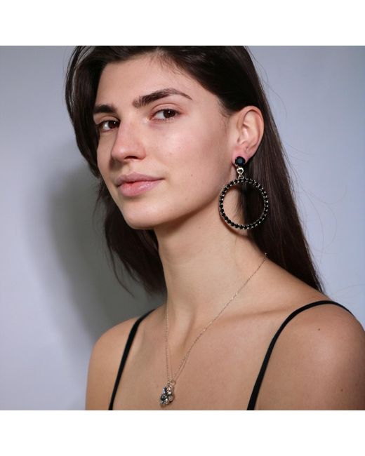 Vicki Sarge Black The Medium Hoop Earrings
