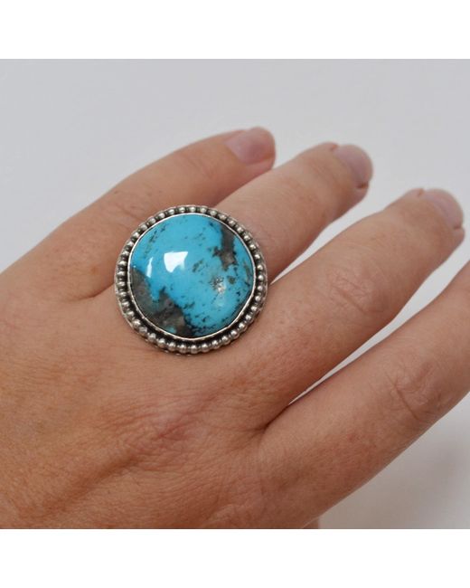Glamrocks Jewelry Blue Arizona Kingman Sterling Ring