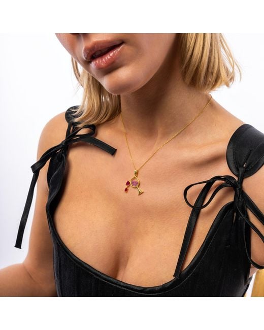 Spero London Metallic Wine Glass Sterling Necklace