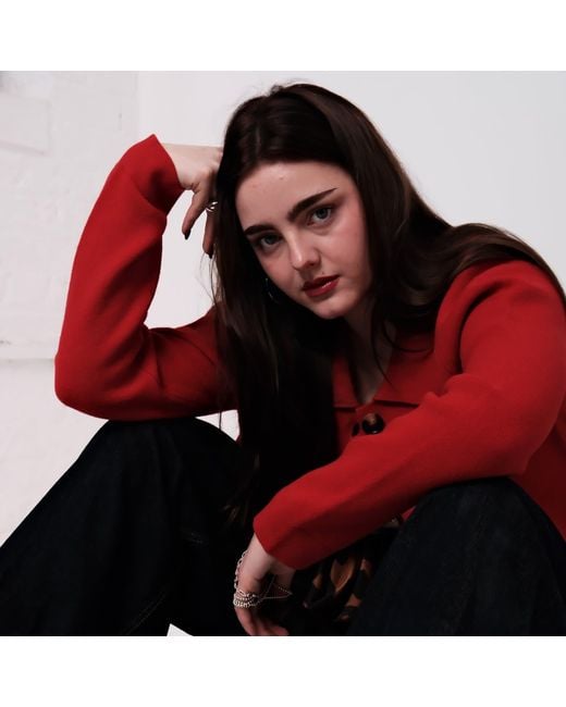 Porridge Knitwear Red Wool Rebecca Jacket