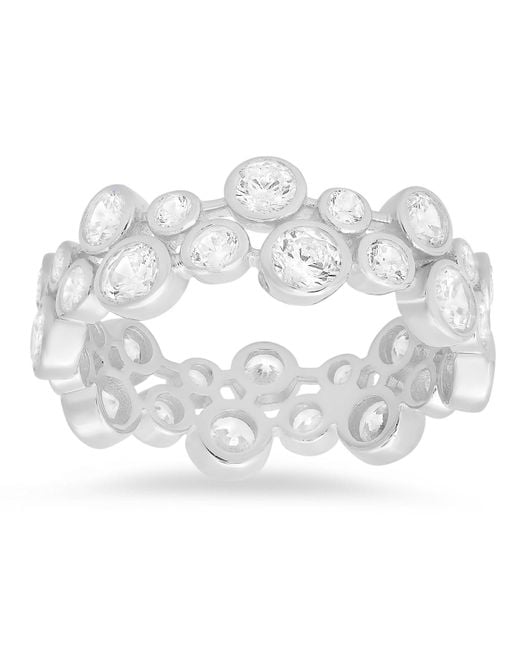 Kylie Harper Metallic Sterling Abstract Bezel-Set Diamond Cz Eternity Band Ring
