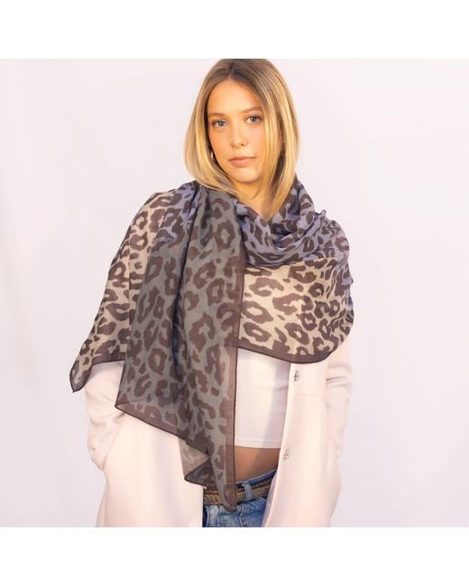 Lamberty Munich Blue Leopard-Print Wool And Silk Stole