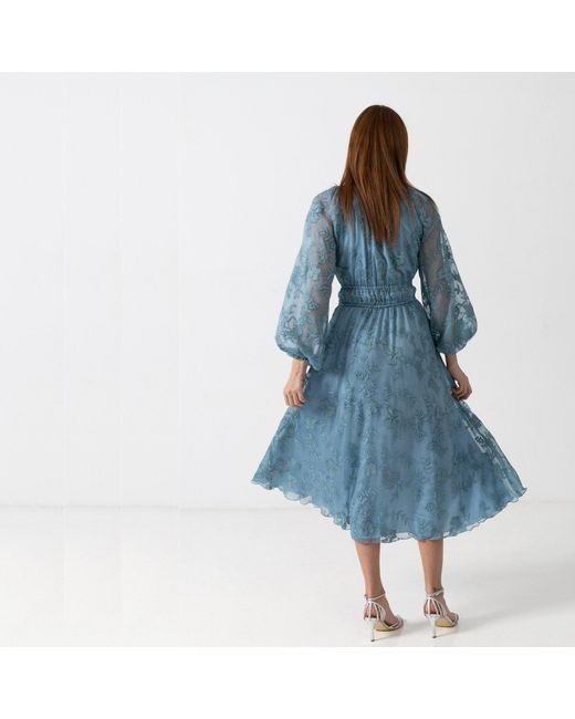 IZABELA MANDOIU Blue Flowing Midi Dress