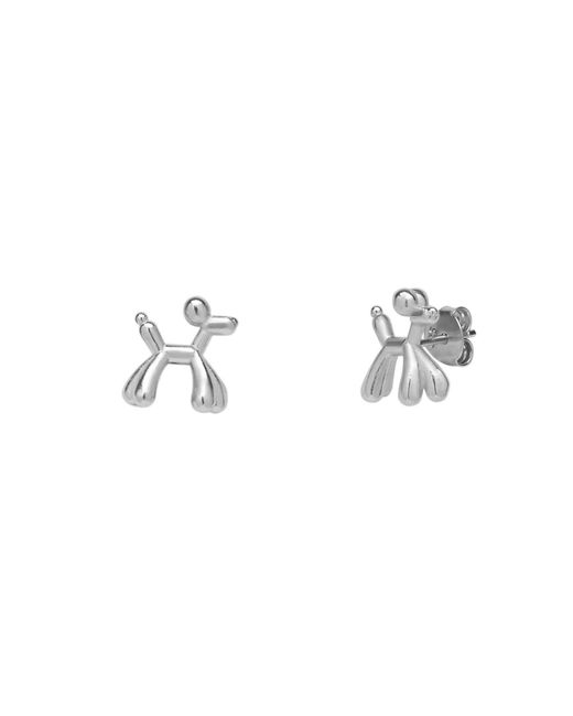 Spero London Metallic Balloon Dog Poodle Stud Earring Sterling