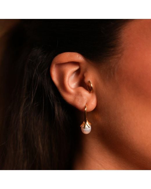 Ebru Jewelry Metallic Dainty Vermeil & Pearl Design Statement Earrings