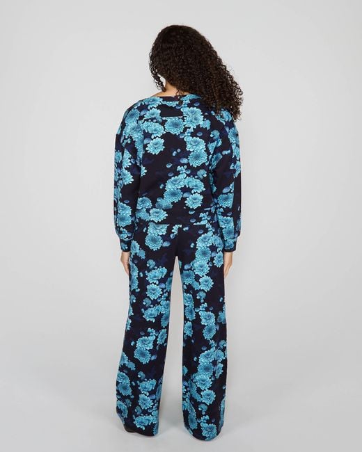 Lords of Harlech Blue Clara Serious Floral Oversized Crewneck Sweatshirt
