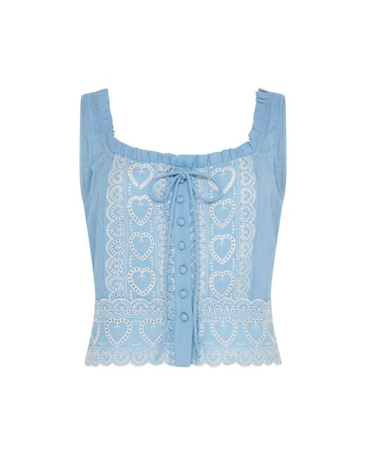 Rose & Nancy Blue Harri Cotton Heart Cami Top