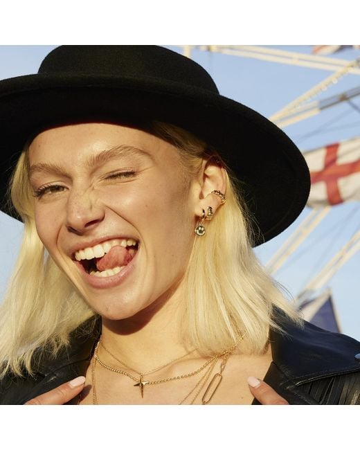 Scream Pretty Metallic Smiley Face Charm Hoop Earrings
