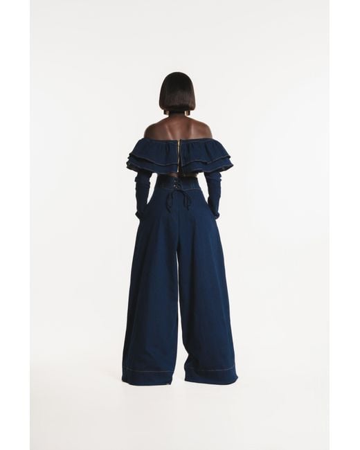 Ofuure Blue Kiara Denim Wide Leg Pants
