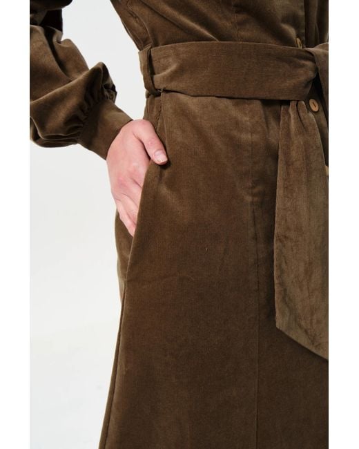 Louche Brown Rebecka Baby Cord Midi Shirt Dress