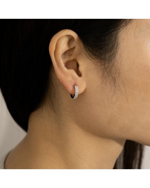 Diamonbliss White Embellished With Swarovski Plated Double Row Huggies Earrings