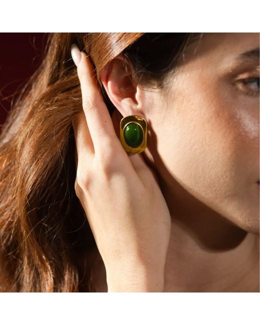VIEA Green Aina Opal Vintage Earrings