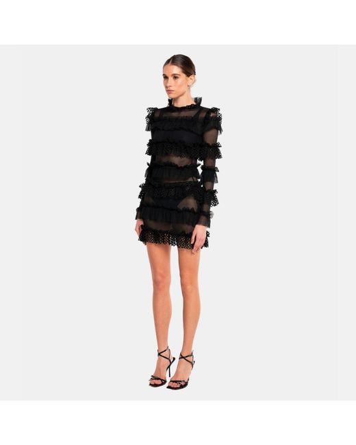 OW Collection Black Grace Ruffle Dress