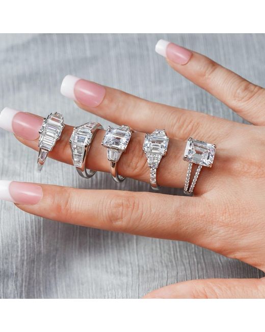Diamonbliss Metallic Emerald Cut Split-Shank Ring
